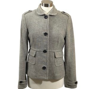Banana Republic Gray Wool Blend Military Style Jacket Sz Medium